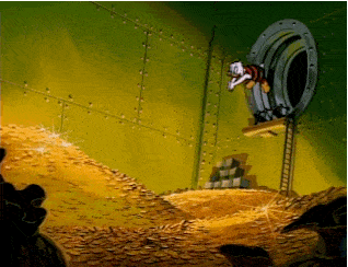 Scrooge McDuck Swimming in Money